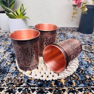 Verre artisanal noir gravé, finition antique, pour la santé ayurvédique, vaisselle de cuisine et de salle à manger - Product Image 2