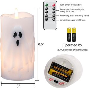 Candele a LED a Forma di Fantasma per Halloween, Senza Fiamma, a Batteria, con Telecomando e Timer, Decorazioni per Interni - Product Image 2