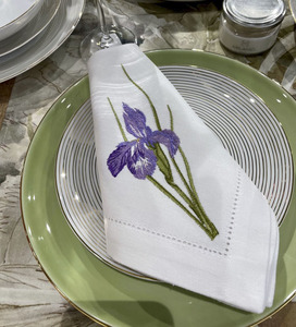 Servilleta de Tela de Algodón Reutilizable con Bordado de Orquídea Morada, Servilleta de Mesa Personalizable para Decoración de Mesa en Eventos de Boda y Hogar - Product Image 3