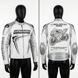 Chaqueta de Cuero Personalizada para Motociclistas, Abrigo Gráfico de Moda Urbana para Hombres, Ropa de Alta Calidad - Product Image 1