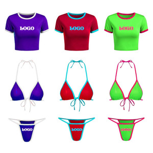 Conjunto de Bikini de 2 Piezas con Tanga Sexy para Mujer, Traje de Baño Halter Cheeky, Waseem Impex, Bikini de 2 Piezas, Ropa de Playa Sublimada - Product Image 1
