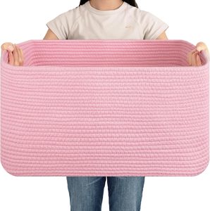 75L Eco-Friendly Modern <b>Woven</b> Cotton Rope Storage <b>Basket</b> 22x17x12 for Drink/Food Use in Living Room Bedroom Nursery - Product Image 1