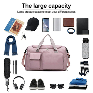 Pink Polyester Gym <b>Duffel</b> <b>Bag</b> with Adjustable Strap and Large Capacity for Unisex Use - Product Image 2