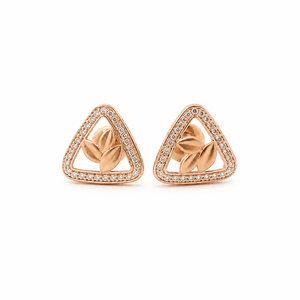 18K Solid Gold Diamond Triangle Stud Earrings for Women High Polish Geometric Daily Wear Party Wedding Jewelry Gift - Product Image 2