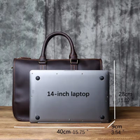Porte-documents en cuir vintage pour homme, sacoche pour ordinateur portable 14 pouces, usage quotidien, durable, faite à la main, écologique, légère et protectrice