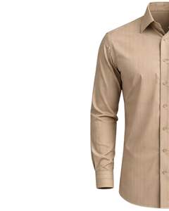 Camisa de Vestir Beige Sólida Personalizada para Hombre, Corte Entallado, Botones, Manga Larga, Ropa Formal de Oficina, Mezcla de Algodón, Fabricante OEM Personalizado - Product Image 3