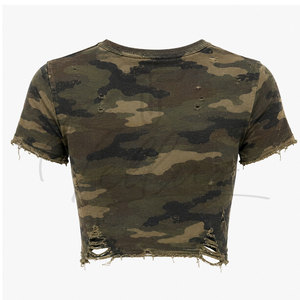 <b>Top</b> Trending Women's Summer <b>Distressed</b> Crop <b>Top</b> Crew Neck Quick Dry Breathable Eco-Friendly Canvas Customized Colors & Logo - Product Image 1