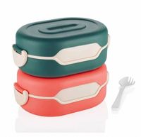 Lonchera de plástico de alta calidad con contenedor para salsa y compartimentos separados para condimentos al mejor precio por proveedor.