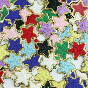 Custom Star Shape Embroidered Patch Iron On Sew On Nonwoven Felt Glitter Applique for Clothing Hat Bag Jacket Backpack fabric - Product Image 3