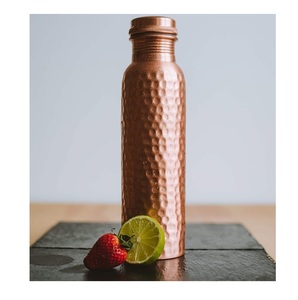 Hammered Copper Water Bottle with Lid and Two <b>Cups</b> <b>Set</b> Retro Portable Metal Drinkware - Product Image 4