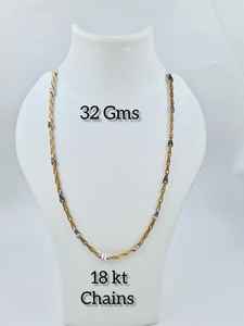 Cadena de Oro Sólido de Lujo de 22k, Dos Tonos, 32 Gramos, Oro Amarillo y Blanco Real de 22kt, Collar con Eslabones Elegantes para Hombre - Product Image 3