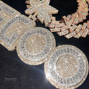 Pendentif personnalisé pour homme en argent sterling 925 plaqué or avec moissanite VVS, bijoux de luxe hip-hop, lettre initiale sertie de diamants - Product Image 3