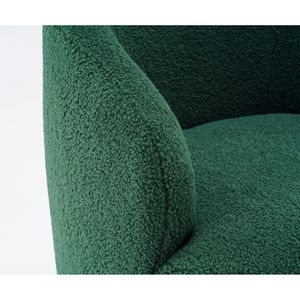 Fauteuil pivotant en tissu Teddy vert foncé avec anneau métallique noir en poudre pour salon - Product Image 2