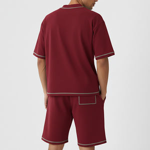 Conjunto de 2 Piezas para Hombre, OEM/ODM, 100% Algodón, Corte Regular, Color Sólido, Estampado con Costuras en Contraste, Logotipo Personalizado, Ropa Deportiva Transpirable - Product Image 6