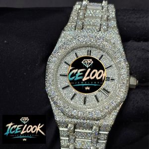 Reloj de Lujo ICE LOOK para Hombre, de Acero Inoxidable, Caja Redonda de 40 mm, Cristal con Diamantes, Movimiento de Cuarzo Analógico, Cierre Plegable - Product Image 1