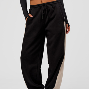 Pantalones Harem de Forro Polar de Cintura Alta para Mujer con Cordón Lateral, Corte Holgado, Largos, Estilo Casual de Otoño - Product Image 3