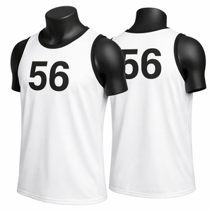 Chaleco de entrenamiento blanco con el número 56 impreso en la espalda para práctica deportiva, diseño transpirable de tela de malla - Product Image 3