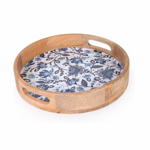 Ensemble de plateaux de service Meena en résine peints à la main, motif MODEL, 2 rectangles avec autocollant en résine pour usage en restaurant - Product Image 1