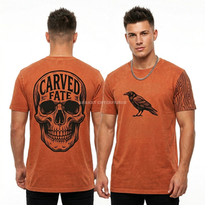 Camiseta para hombre azul marino con estampado de calavera y bisturí para quirófano, 230GSM, personalizada por fabricante, estilo oversize, streetwear desgastado, al por mayor - Product Image 5