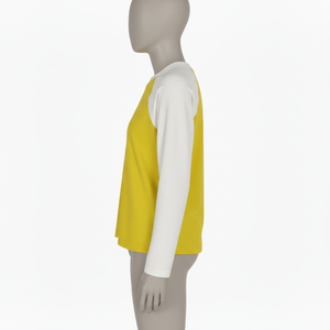 Camiseta de manga larga de algodón para mujer, 200 g/m², primavera/otoño, cuello raglán, color contrastante, corte holgado, color sólido - Product Image 3
