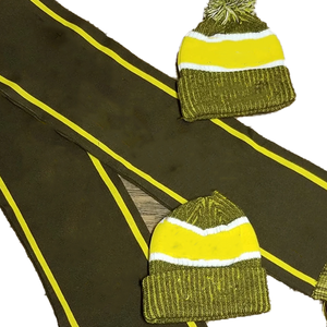 ชุดบีนนี่ผ้าพันคอยาว iota phi theta IPT สีน้ำตาลและสีทอง | ชุดปักลายเซนทอร์ฤดูหนาวแบบกำหนดเองชุดถักลายกรีกลายจุด Argyle - Product Image 4