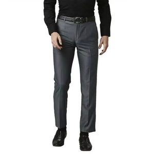 Men's Formal Straight Leg Trousers Mid Waist Button Fly Anti-Wrinkle <b>Wool</b> Blend <b>Pants</b> Autumn Wear - Product Image 2