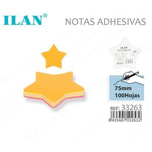 กระดาษโน้ตสติกเกอร์รูปดาว 75 มม. 100 แผ่น - Product Image 1