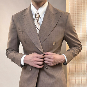 Dernières tendances en matière de costumes pour hommes, costume gris à double boutonnage, pantalon, costumes rayés slim fit pour hommes, costumes officiels - Product Image 4