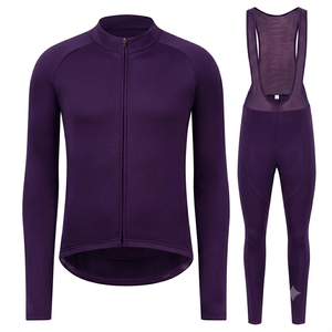 Ensemble de cyclisme personnalisé pour homme, manches longues, violet foncé, thermique, respirant, avec salopette ajustée, vêtements de sport athlétiques en Spandex/Polyester - Product Image 1
