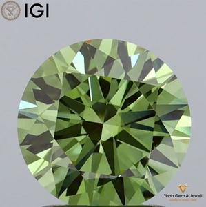 เพชร CVD ที่ได้รับการรับรองจาก IGI ความใส VVS2 สีเขียวแฟนซีสดใส ขนาด 1.50 กะรัต ทรงกลมเจียระไน ขนาด 7.34 มม. สำหรับแหวนหมั้นที่ไม่เหมือนใคร - Product Image 1
