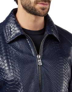 Chaqueta de Cuero con Estampado de Pitón Personalizada para Hombre, Chaqueta de Motero Premium de Piel Vacuna, Servicio de Muestras de Fábrica OEM ODM Disponible - Product Image 6