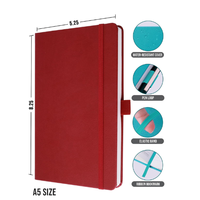 Cuaderno de Tapa Dura de Cuero PU A5, 200 Páginas Rayadas, Diario de Escritura de 8 x 5 Pulgadas para Trabajo, Viajes, Universidad, Oficina