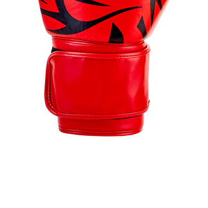 Guantes de Boxeo Rojos de PU con Diseño de Llama Negra y Cierre de Velcro para Adultos, Equipo de Entrenamiento y Sparring - Product Image 6