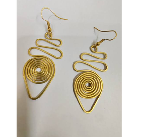 Pendientes de aro vintage de latón dorado antiguo para mujer con bola colgante, magníficos pendientes de puño para chicas y mujeres en oferta. - Product Image 4