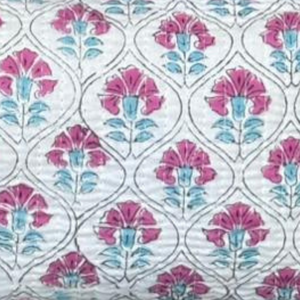 Premium White Pink Jaipur hand block print Cotton Quilted Pouch Set Sustainable non toxic dye Waterproof Daily Use Durable - Product Image 4