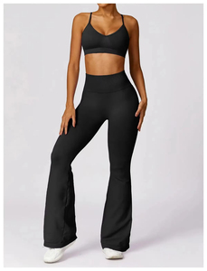 Women 3 Piece Activewear Set Purple Sports Bra <b>Flare</b> <b>Leggings</b> Long Sleeve Crop Jacket Yoga Workout Gym Fitness Clothing Set - Product Image 3