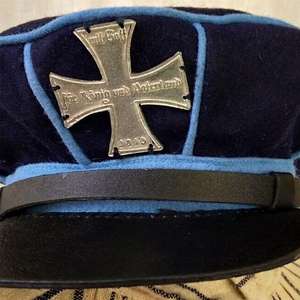 Casquette de terrain du Landwehr prussien (Mütze). Il est fabriqué en 100 % laine et présente une visière et une sangle en cuir. - Product Image 4