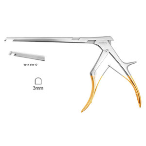 JACKBILLY Rongeur manuel en acier inoxydable de haute qualité, type Kerrison, plaque de fixation standard, angle de morsure 40 degrés, taille de morsure 3 mm - Product Image 1