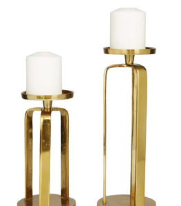 Porte-bougie en métal doré moderne, grand support décoratif pour bougies, pour table, décoration intérieure, centre de table de salle à manger, décoration d'appoint - Product Image 1