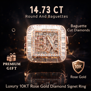 Luxury 10KT Pink Gold <b>Initial</b> <b>Ring</b> Iced Out Hip Hop Jewellery Natural Diamond Customisable for Parties Gifts-Sheetal Diamonds - Product Image 5
