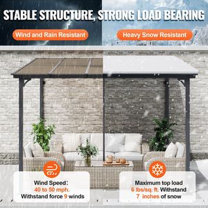 Pergola autoportante murale 10 x 10 en polycarbonate rigide résistant aux UV, avec structure en métal, pour patio, auvent et gazebo - Product Image 3