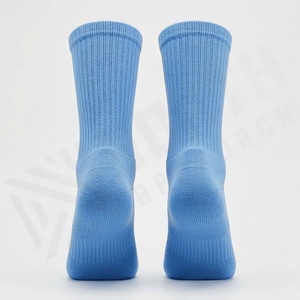 <b>Crew</b> <b>Socks</b> Solid Blue Knitted Breathable Casual Daily Wear Adult Regular Fit - Product Image 2