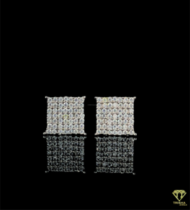 Boucles d'oreilles carrées Hip Hop Bling en or blanc, bijoux streetwear de luxe, accessoire de mode pour hommes et femmes, tendance pour les soirées - Product Image 3
