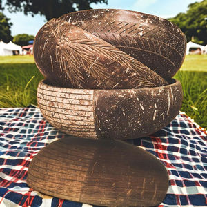 Juego de Tazones para Sopa de Coco Ecológicos Hechos a Mano, Vajilla Moderna y Elegante de Lujo, Pulida, de 4 Piezas, con Logotipo Personalizado para Fiestas - Product Image 1