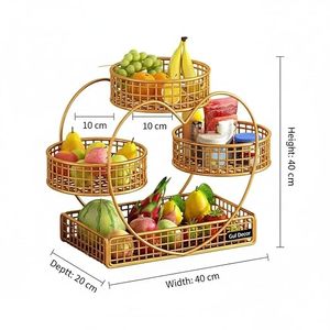 Moderno Estante Metálico de Tres Niveles para Frutas con Diseño Redondo para Exhibición de Alimentos en la Cocina - Product Image 2