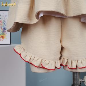 Venta al por mayor Casual bebé Smocked vestido con niña conjunto de flores bordado a máquina escote ODM OEM fabricante DR4158 - Product Image 6