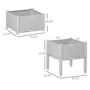 Jardinière surélevée auto-arrosante grise en 2 parties avec pieds pour la culture de fleurs, d'herbes et de légumes - Product Image 5