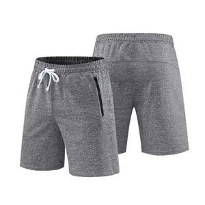 Men's Solid Gray Cotton Bermuda Shorts Drawstring Waist Elastic Mid Rise Casual Pockets Breathable Knitted Fabric - Product Image 3