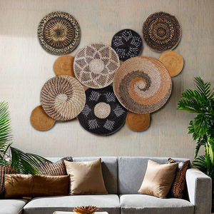 Conjunto de Decoración de Pared Artesanal de Mimbre y Madera Estilo Art Deco, Decoración Ecológica para el Hogar, Color Personalizado, Tamaño Personalizado, Vietnam - Product Image 1
