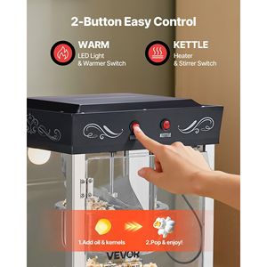 Máquina de palomitas de maíz comercial de acero inoxidable de 8oz, 800W, estilo teatro, Popper, Control de 2 botones, pared de vidrio, puerta de PC, 1 cuchara, 3 cucharas, 48 - Product Image 5